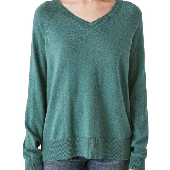 ⚡️Lucky Brand Women's V-Neck Sweater - Sea Pine (Medium) - Picture 1 of 2